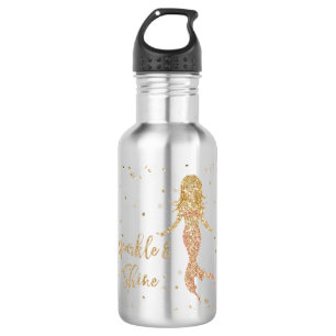 Aqua Gold Mermaid Sparkle Glitter Confetti 532 Ml Water Bottle