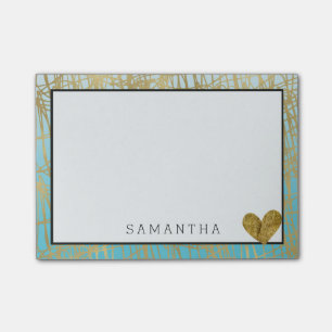 Aqua Gold Ombre Abstract Post-it Notes