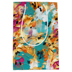 Aqua Gold Pink Leopard Paint Medium Gift Bag