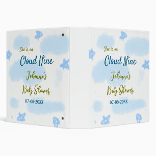 Aqua gold she is on cloud nine baby shower clouds binder