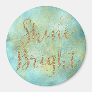 Aqua Gold Sparkle Glitter Shine Bright    Magnet