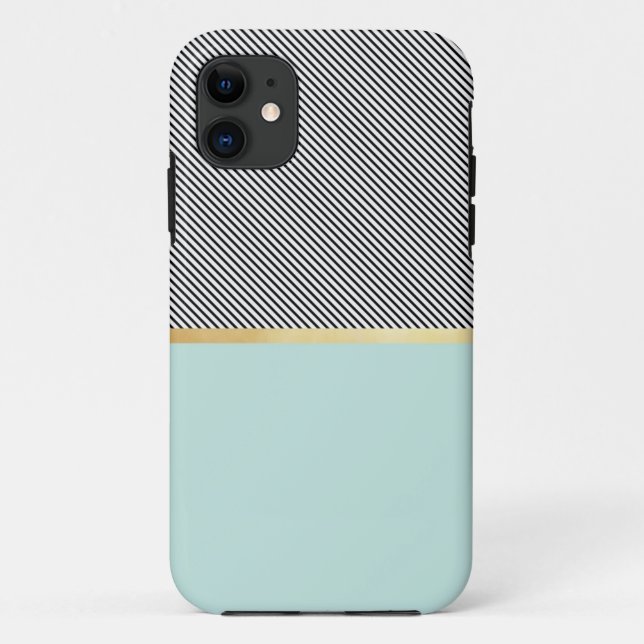 Aqua, Gold & Stripes Case-Mate iPhone Case (Back)