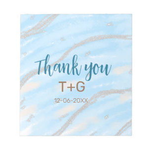 Aqua gold thank you add couple name date year text notepad