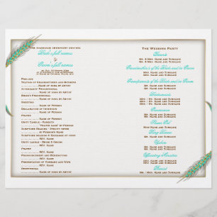 Aqua gold wedding program wheat
