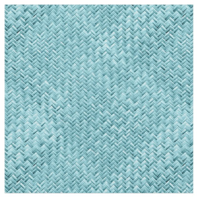 Aqua Graphic Geometric Basket Weave Pattern Fabric (Close Up)