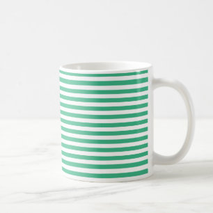 Aqua Green and White Stripes Coffee Mug