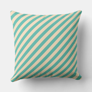 Aqua Green Diagonal Stripe Outdoor Pillow
