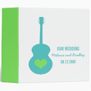Aqua/Green Guitar Heart Wedding Binder