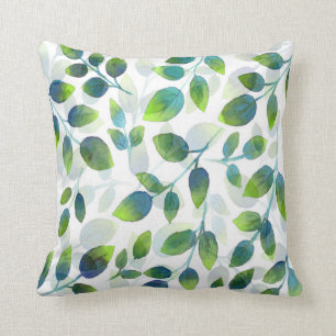 Aqua Green Leaf Pattern Pillow