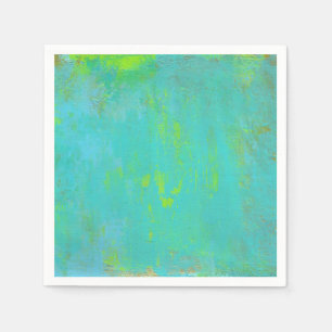 Aqua Green, Lime and Brown Ochre Grunge Abstract Napkin