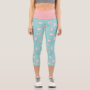 Aqua Green Little Piggies Capri Leggings