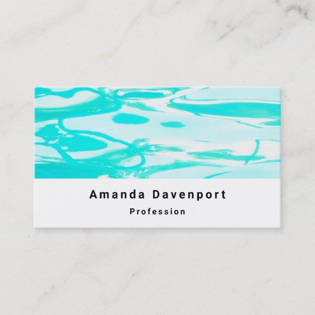 Aqua Green Pool Water Abstract Background Business Card (Front)