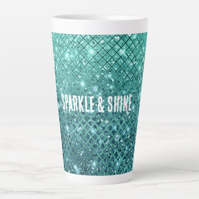Aqua Green Sparkle Latte Mug (Front)