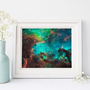 Aqua Green Star Cluster Celestial 10x8 Poster