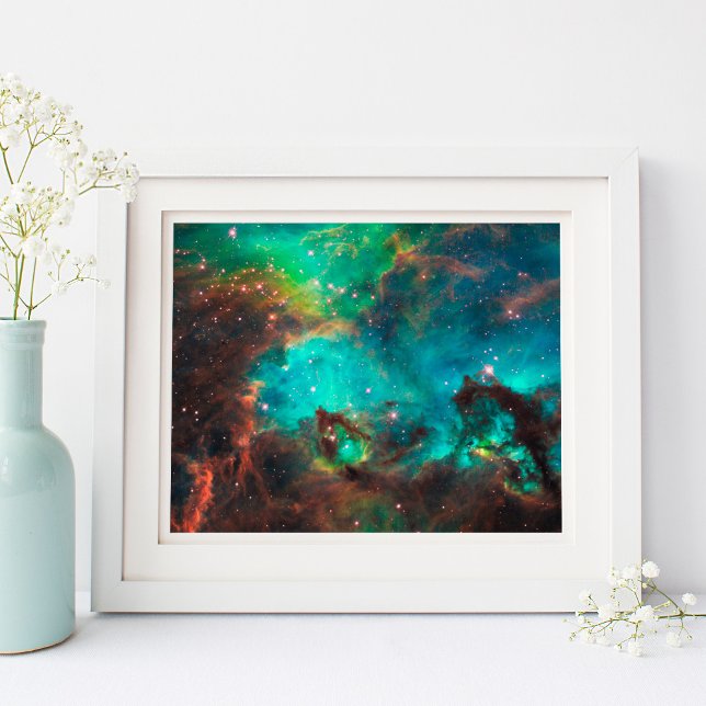 Aqua Green Star Cluster Celestial 10x8 Poster (Aqua Green Star Cluster Celestial 10x8 Poster)