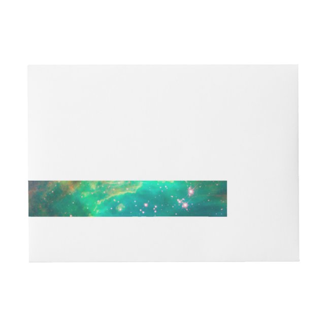 Aqua Green Star Cluster Celestial Photo Wraparound Address Label (Front)