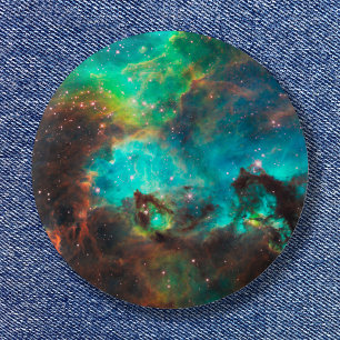 Aqua Green Star Cluster Space Photo 2 Inch Round Button