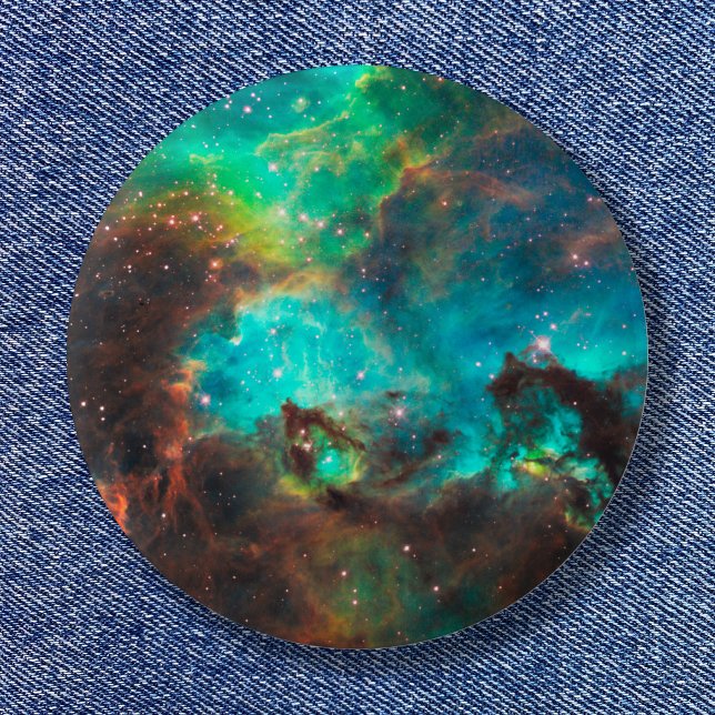 Aqua Green Star Cluster Space Photo 2 Inch Round Button (Aqua Green Star Cluster Space Photo Pinback Button)
