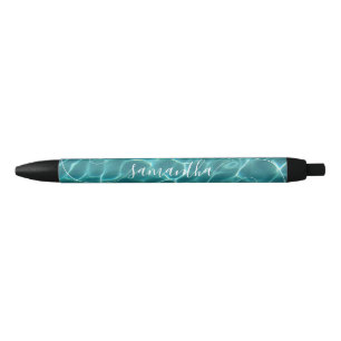 Aqua Green Swimming Pool Curly Signature Name Blue Ink Pen