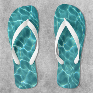 Aqua Green Swimming Pool Photo Flip Flops