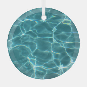Aqua Green Swimming Pool Photo Glass Ornament