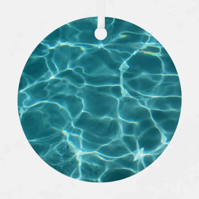 Aqua Green Swimming Pool Photo Metal Ornament (Front)