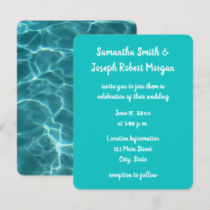 Aqua Green Swimming Pool Photo Wedding Invitation