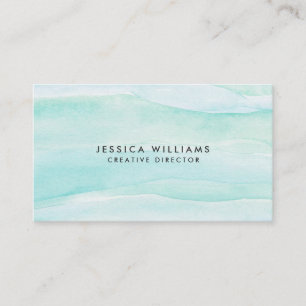 Aqua Green Watercolor Creative Layers Business Card