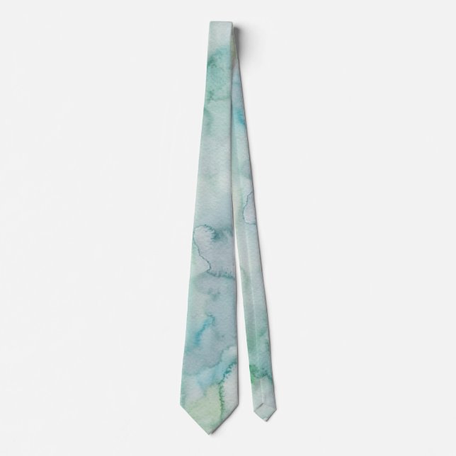 Aqua Green Watercolor Tie for Weddings (Front)