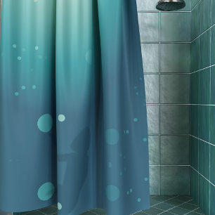 Aqua Greeny Blue Underwater Mermaid Shower Curtain