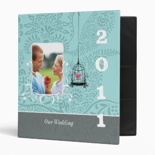 Aqua & Grey Bird Cage Your Photo Wedding Planner Binder