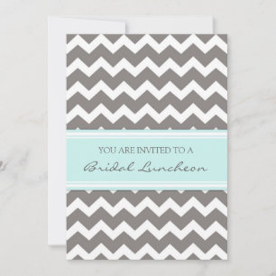 Aqua Grey Chevron Bridal Lunch Invitation Cards