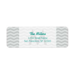 Aqua grey chevron monogram return address labels