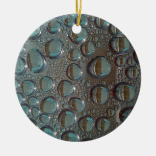 Aqua Grey Funky Waterdroplet pack Ceramic Ornament