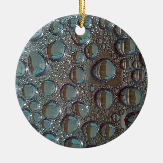 Aqua Grey Funky Waterdroplet pack Ceramic Ornament (Front)