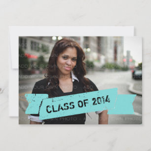 Aqua Grunge Banner Grad Invitation