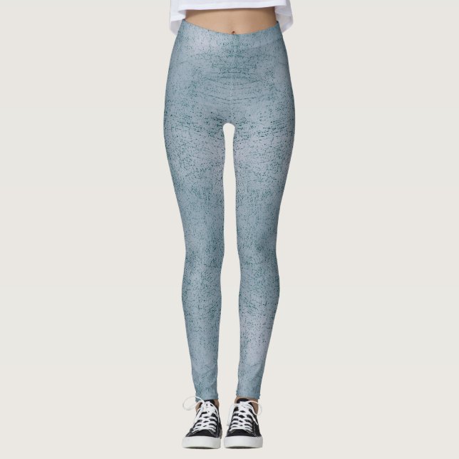 Aqua Grunge Pattern Leggings (Front)
