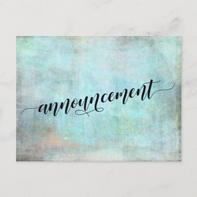 Aqua Grunge Postponed Wedding Announcement Postcard (Front)