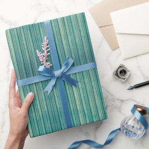 Aqua Grunge Stripes Wrapping Paper
