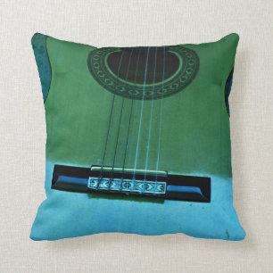 Aqua Guitar Throw Pillow