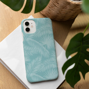 Aqua Haze Tropical Botanical Palm Leaves Pattern iPhone 16 Case