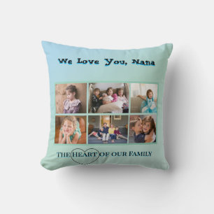 Aqua Heart Nana 6-Photo Tribute Throw Pillow