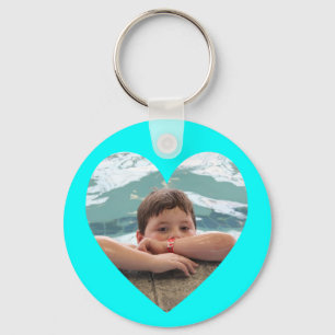 Aqua Heart Photo Template Keychain