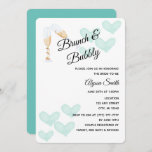 Aqua Hearts Brunch & Bubbly Bridal Shower  Invitation<br><div class="desc">Aqua Hearts Brunch & Bubbly Bridal Shower Invitation</div>