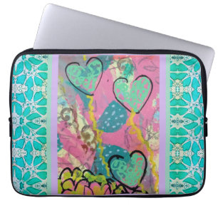 Aqua Hearts Laptop Sleeve