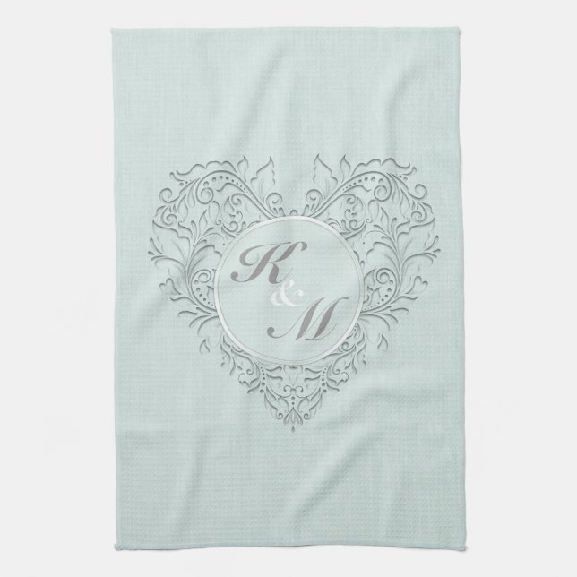 Aqua HeartyChic Kitchen Towel (Vertical)