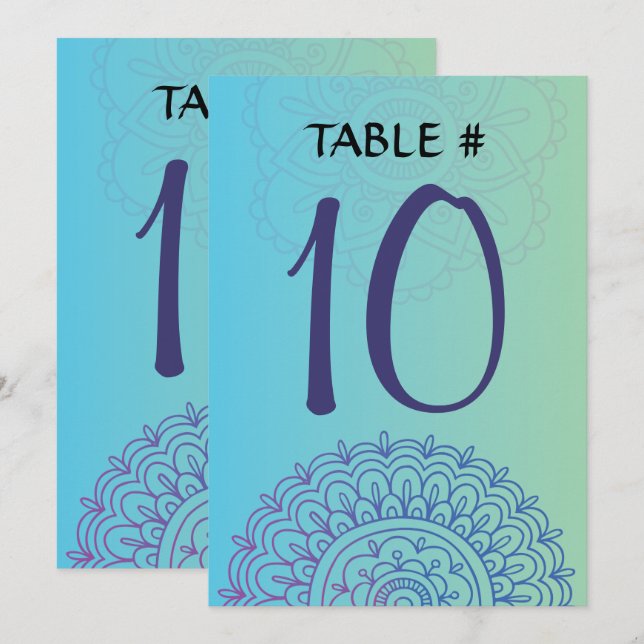 AQUA HEMSA Bat Mitzvah Table Seating Card (Front/Back)
