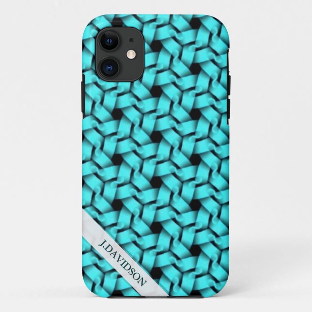 Aqua Hexagon Weave Textile Pattern iPhone 5 Case (Back)