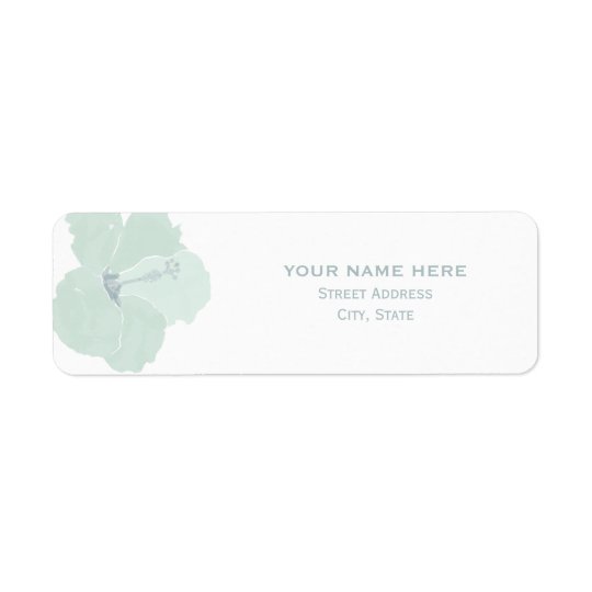 Aqua Hibiscus Tropical Wedding Address Label