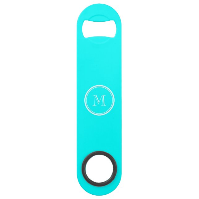 Aqua High End Coloured Personalized Speed Bottle Opener (Front)
